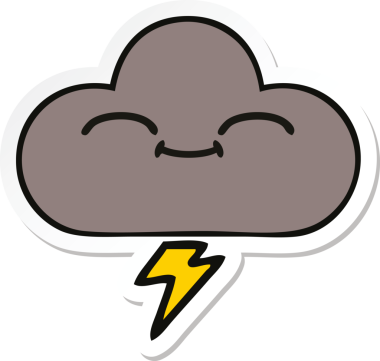 Bir insan tarafından çizilmiş şirin bir fırtına bulutunun çıkartması.