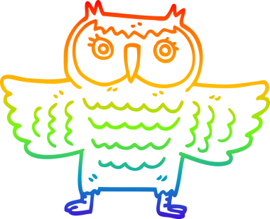 gökkuşağı gradyan çizgi çizimi bir insan tarafından çizilmiş bilge yaşlı baykuş