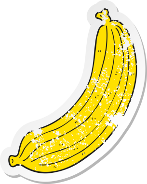 Bir insan tarafından çizilmiş karikatür muzunun gerilimli yapıştırması.