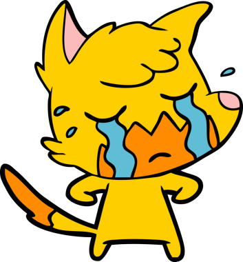 Bir insan tarafından çizilmiş üzgün küçük tilki çizgi film karakteri.