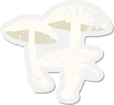 Bir insan tarafından çizilmiş yabani mantarlar grunge etiketi.