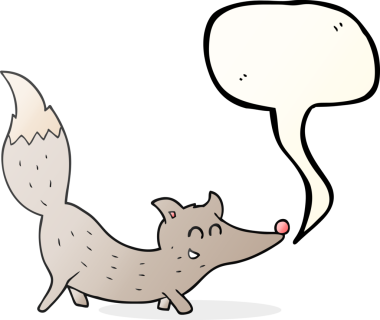 Bir insan tarafından çizilmiş serbest konuşma balonu çizgi filmi küçük kurt.