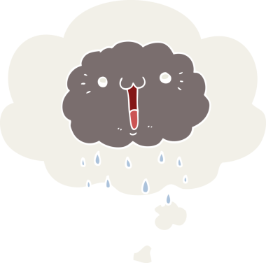 Düşünce baloncuğu olan karikatür bulutu insan tarafından çizilmiş.