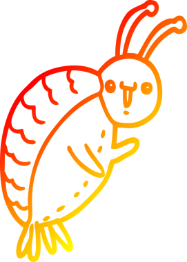 Bir insan tarafından çizilmiş karikatür böceğinin sıcak çizgi çizimi