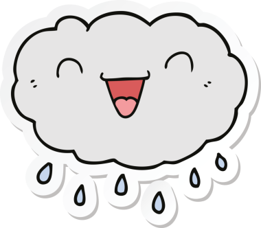 Bir insan tarafından çizilmiş mutlu bir karikatür bulutunun çıkartması.