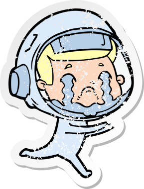 Bir insan tarafından çizilmiş ağlayan bir astronotun sıkıntılı çıkartması.