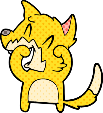 Bir insan tarafından çizilmiş gülen tilki çizgi filmi.