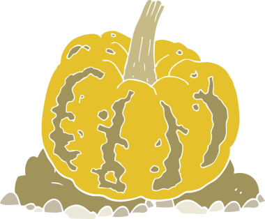 Bir insan tarafından çizilen kabağın düz renk çizimi