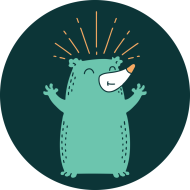 Bir insan tarafından çizilmiş mutlu ayı dövmesi ikonu