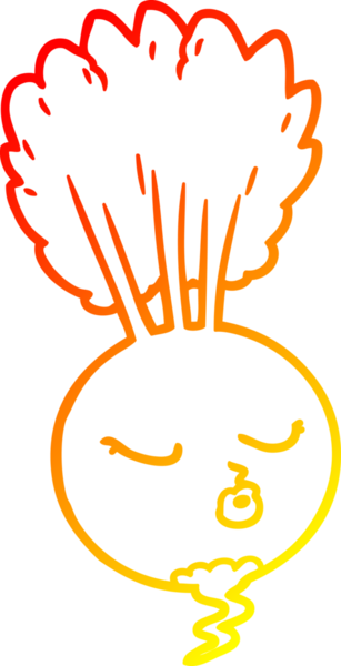 Bir insan tarafından çizilmiş karikatür kökü bitkisinin sıcak çizgi çizimi