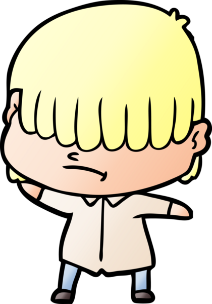 Bir insan tarafından çizilmiş dağınık saçlı çizgi film çocuğu.