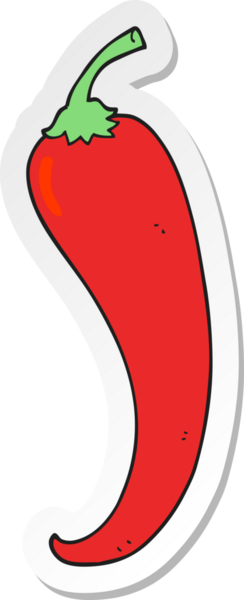 Bir insan tarafından çizilmiş kırmızı biberin çıkartması.