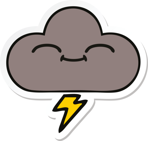 Bir insan tarafından çizilmiş şirin bir fırtına bulutunun çıkartması.