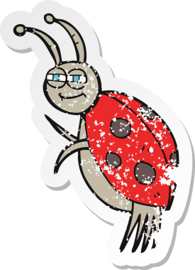 Bir insan tarafından çizilmiş uğurböceği çizgi filminin gerilimli yapıştırması.