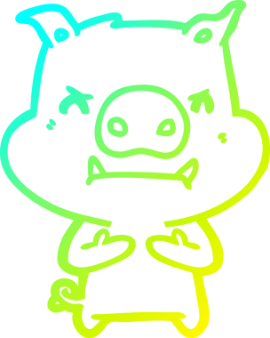 Bir insan tarafından çizilmiş kızgın çizgi film domuzu çizimi.