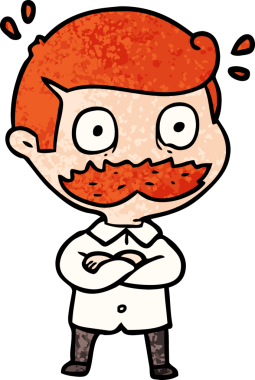 Çizgi filmdeki bıyıklı adam bir insan tarafından çizilmiş.