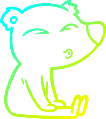 Bir insan tarafından çizilmiş soğuk çizgi üzerinde ıslık çalan bir ayı resmi.