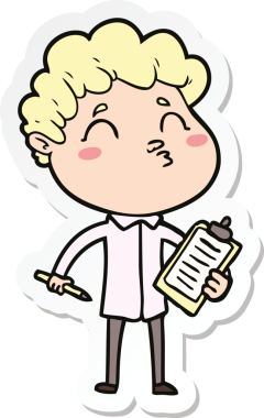 Bir insan tarafından çizilmiş karikatür adamın çıkartması.