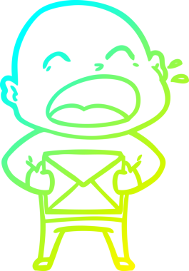 Bir insan tarafından çizilmiş kel adam diye bağıran bir çizgi film çizimi.