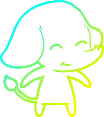 Bir insan tarafından çizilmiş şirin bir filin soğuk gradyan çizgisi