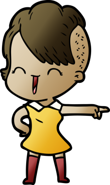 Bir insan tarafından çizilmiş mutlu hippi kız çizgi filmi.