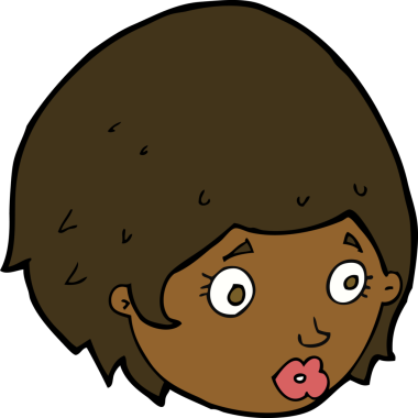 Bir insan tarafından çizilmiş endişeli bir yüzü olan çizgi film kızı.