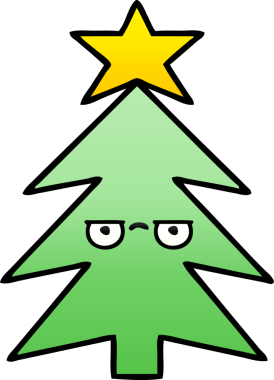 Bir insan tarafından çizilmiş bir noel ağacının gölgeli karikatürü.