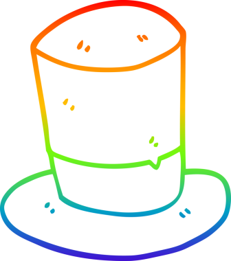 gökkuşağı gradyan çizgi çizimi bir insan tarafından çizilmiş silindir şapka