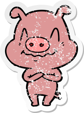 Bir insan tarafından çizilmiş sinirli bir domuzun sıkıntılı çıkartması.