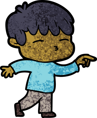 Bir insan tarafından çizilmiş meraklı bir çocuk.