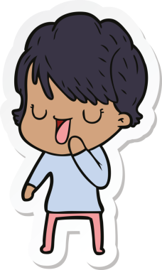 Bir insan tarafından çizilmiş bir karikatür kadının çıkartması.