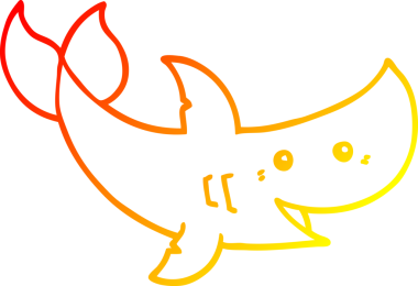 Bir insan tarafından çizilen çizgi film köpekbalığının sıcak çizgi çizimi