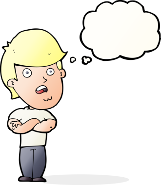 Bir insan tarafından çizilen düşünce baloncuğu ile hayal kırıklığına uğramış bir adam.