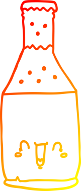 Bir insan tarafından çizilmiş çizgi film bira şişesinin sıcak gradyanı.