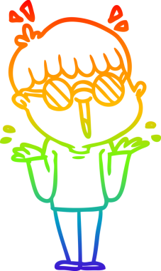 Bir insan tarafından çizilmiş gözlük takan çizgi film çocuğu çizimi.