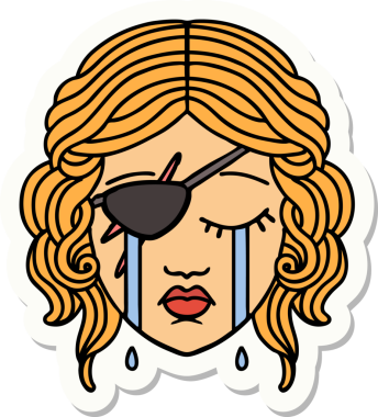 Bir insan tarafından çizilmiş ağlayan düzenbaz bir insan karakterinin çıkartması.