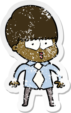 Bir insan tarafından çizilmiş mutlu bir çocuğun sıkıntılı çıkartması.