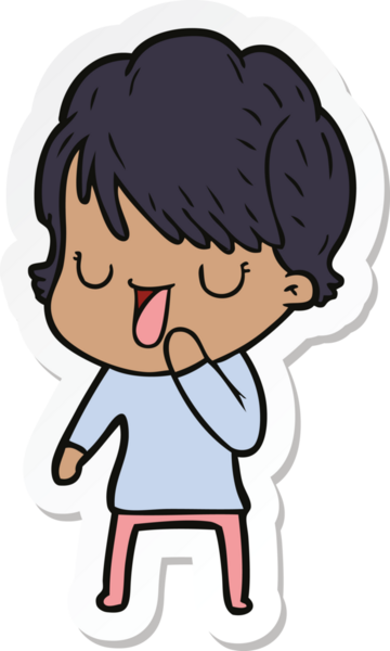 Bir insan tarafından çizilmiş bir karikatür kadının çıkartması.