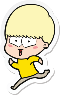 Bir insan tarafından çizilmiş mutlu bir çocuğun çıkartması.