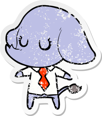 Bir insan tarafından çizilmiş şirin bir filin sıkıntılı çıkartması