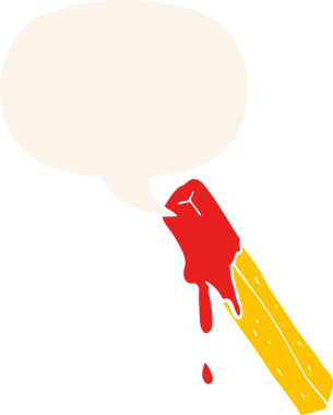 Bir insan tarafından çizilmiş, konuşma baloncuğuyla kızartılmış bir çizgi film.