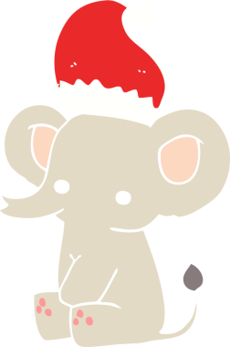 Bir insan tarafından çizilmiş şirin bir Noel fili.