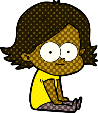 Bir insan tarafından çizilmiş mutlu çizgi film kızı.