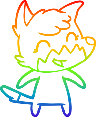 gökkuşağı gradyanı çizimi bir insan tarafından çizilmiş mutlu bir tilki çizgi filmi.