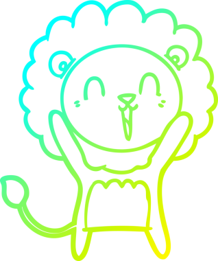 Bir insan tarafından çizilmiş gülen aslan karikatürü.