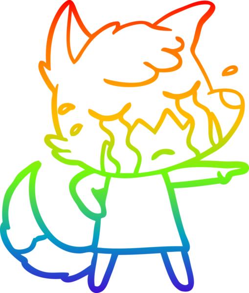 Bir insan tarafından çizilmiş ağlayan tilki çizgi filminin çizimi.