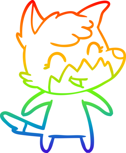 gökkuşağı gradyanı çizimi bir insan tarafından çizilmiş mutlu bir tilki çizgi filmi.