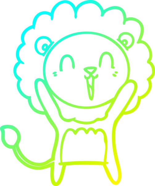 Bir insan tarafından çizilmiş gülen aslan karikatürü.