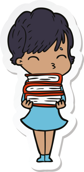 Bir insan tarafından çizilmiş bir karikatür kadının çıkartması.