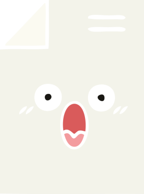 Bir insan tarafından çizilmiş bir kağıt parçasının düz renk retro karikatürü